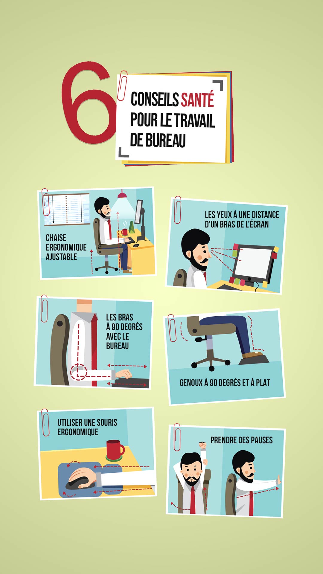 6 conseils santé pour le travail de bureau (infographie)